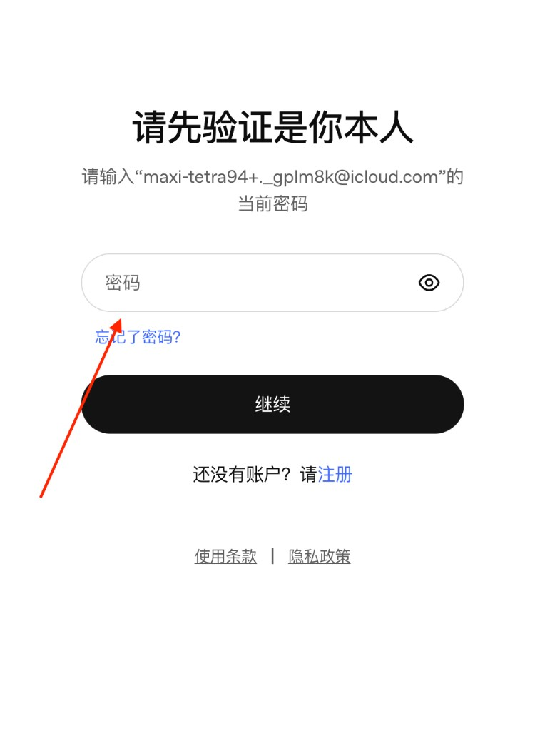 输入卡密中的当前密码进行验证